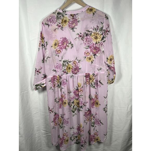 Torrid lexi chiffon hi-lo tunic blouse size 0 pink floral lightweight casual - Picture 4 of 5
